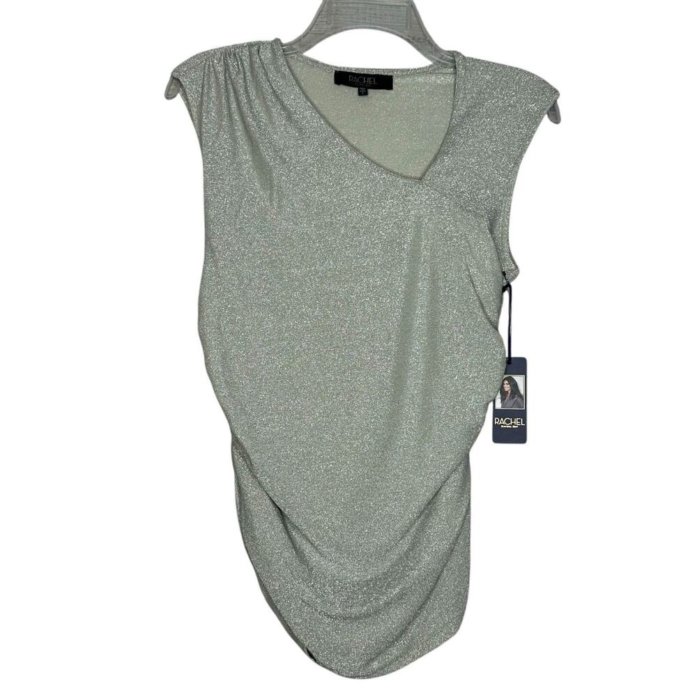 Rachel Roy Silver Sleeveless Women’s Blouse size Small New Holiday Party Top